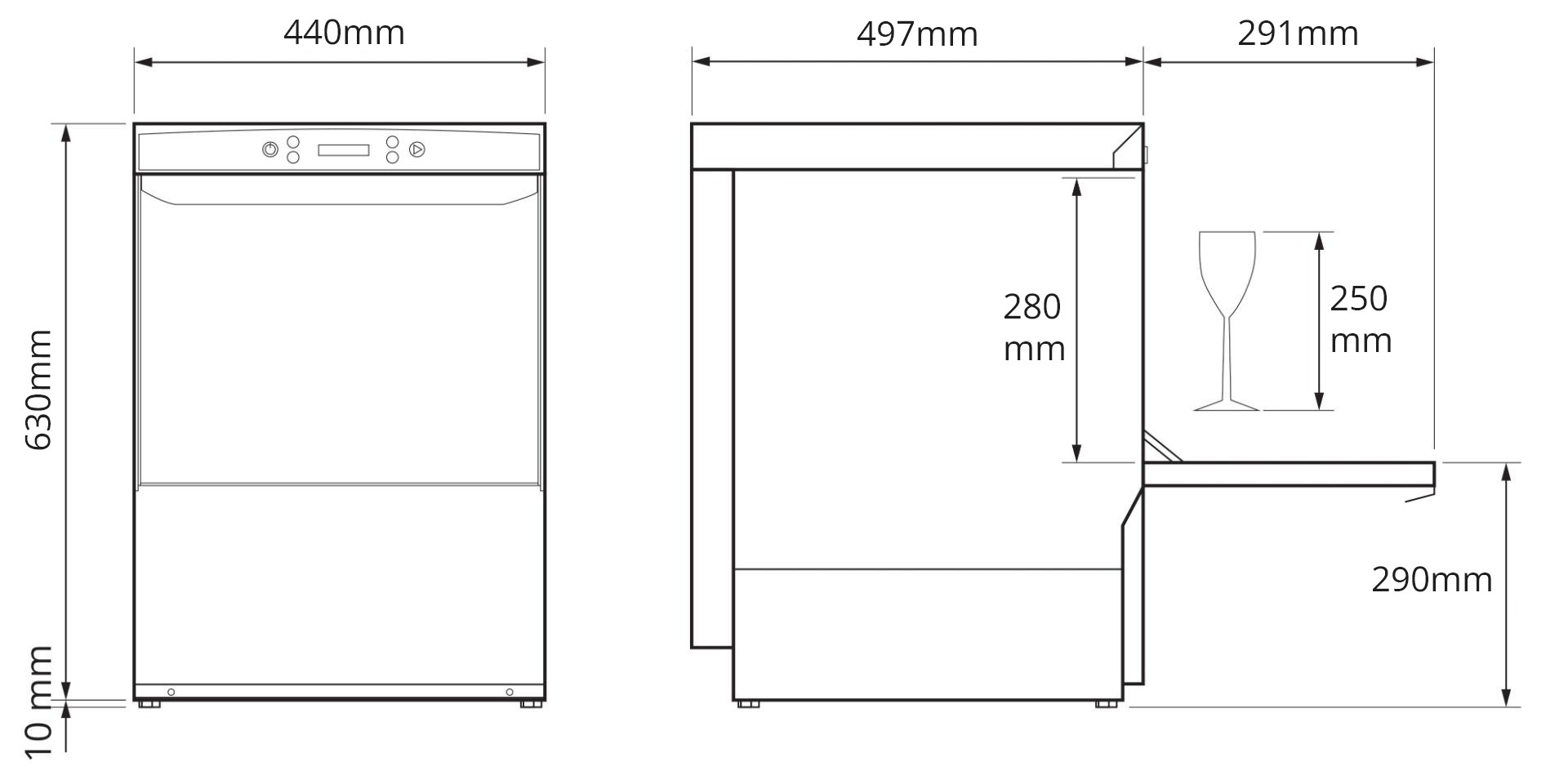 Aristarco Glasswasher 350mm Basket with Drain Pump