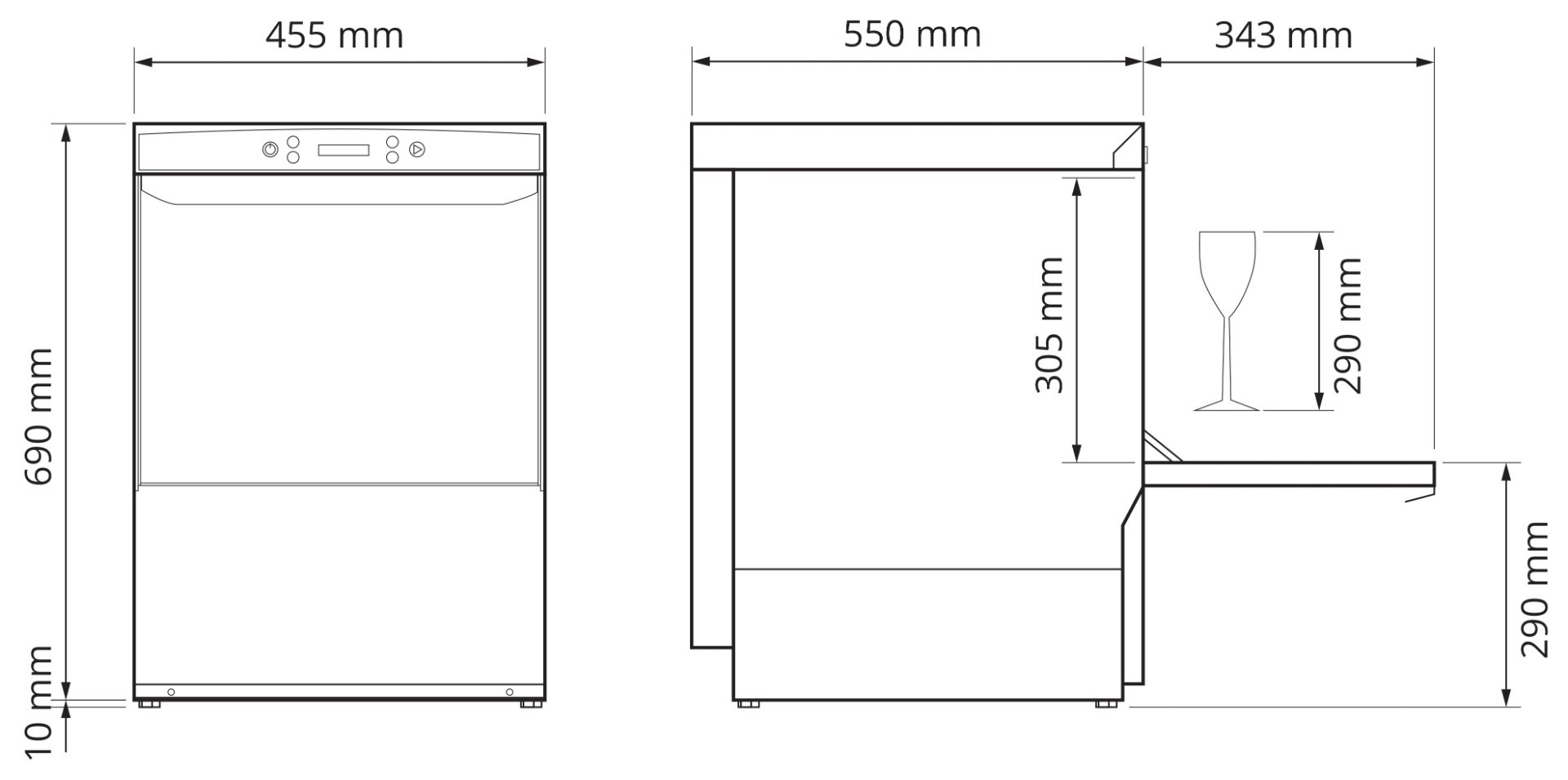 Aristarco Commercial Dishwasher 400mm Basket with Drain Pump