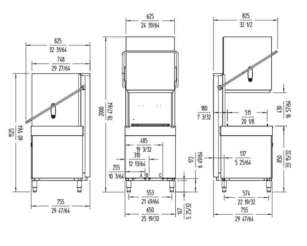 Sammic Active Pass Through Dishwasher 500mm Basket
