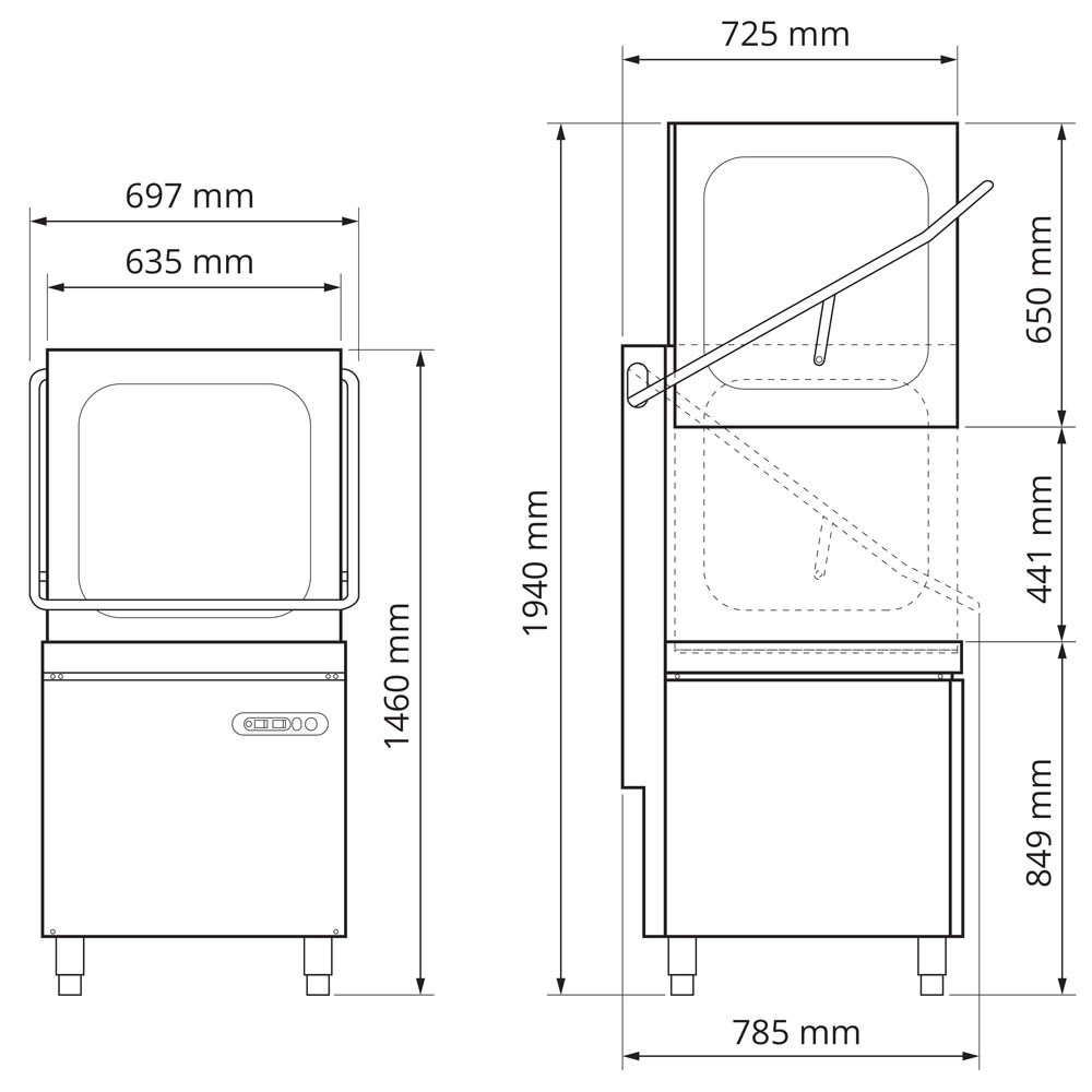Mach Electronic Pass Through Dishwasher 500mm Basket