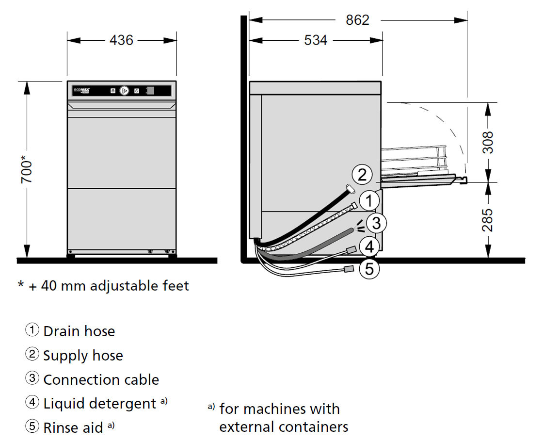 Hobart Ecomax G404S Glasswasher 390mm Basket with Internal Softener