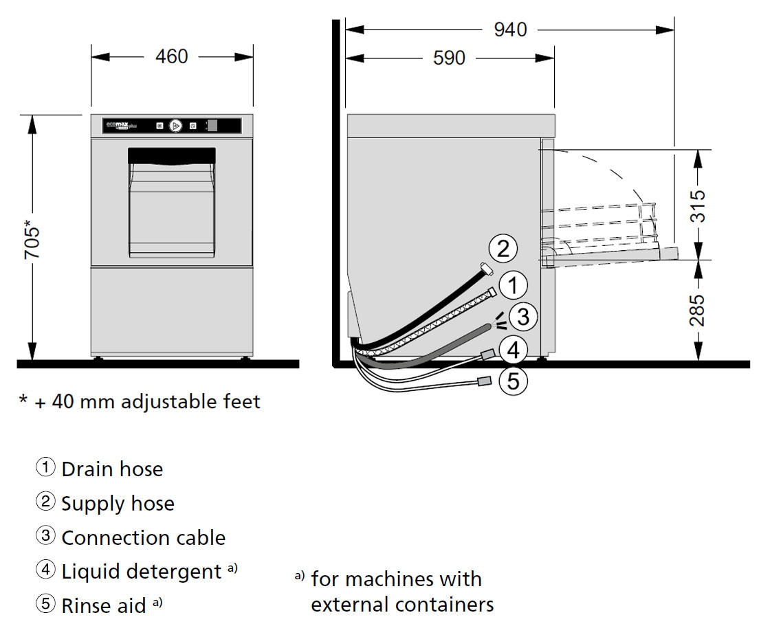 Hobart Ecomax Plus G415 Glasswasher 400mm Basket