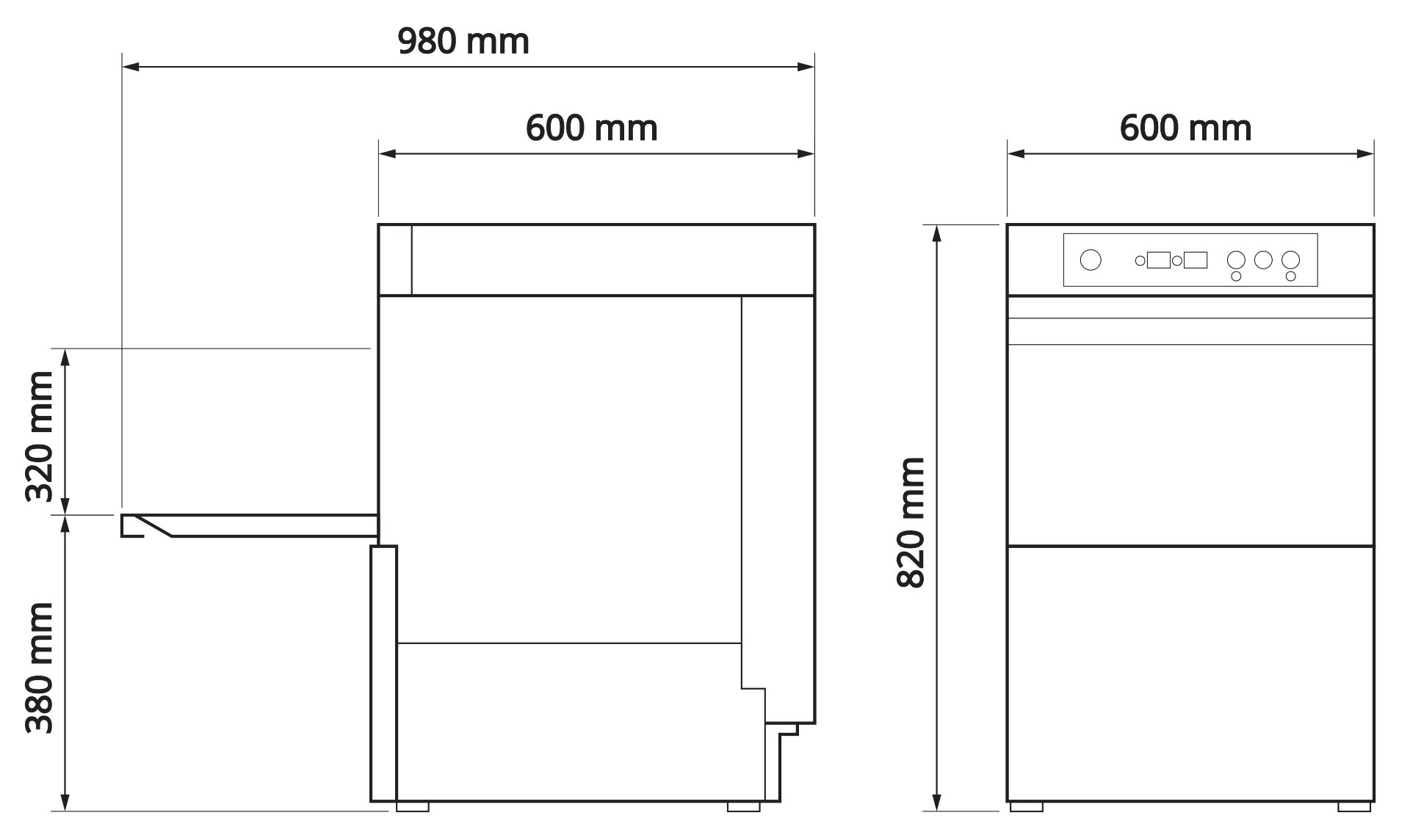 Asber Tech Commercial Dishwasher 500mm Basket with Internal Softener