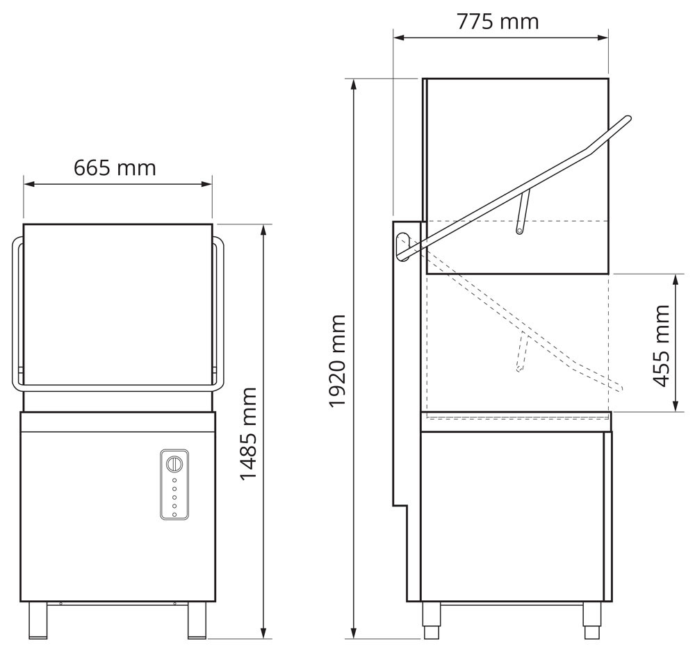 Kingfisher Pass Through Dishwasher 500mm Basket Deluxe