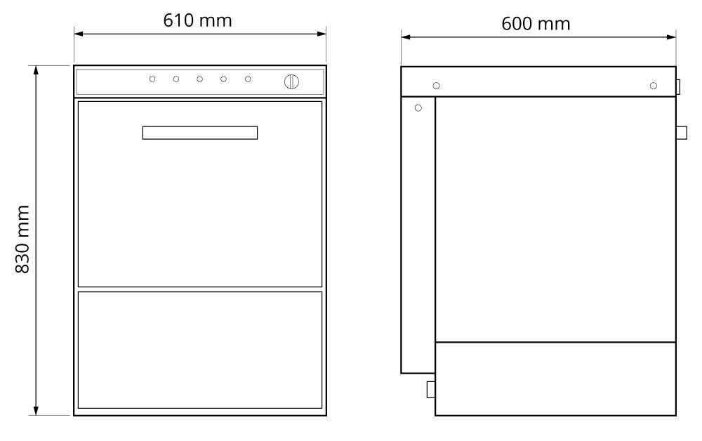 Kingfisher Glasswasher 500mm Basket Deluxe