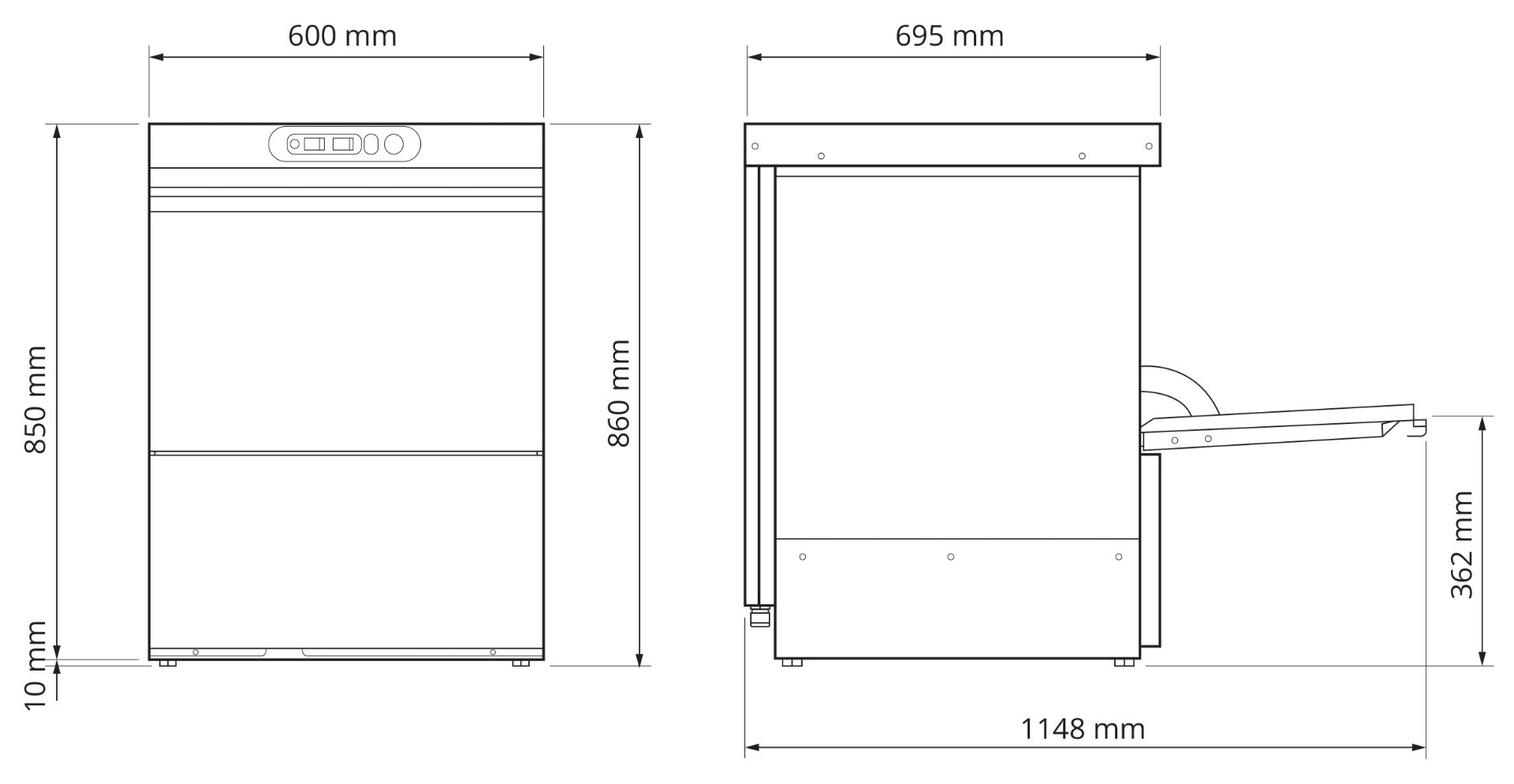 Mach Undercounter Utensil Washer 500mm Basket