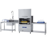 Mach Rack Conveyor Dishwasher Straight Bundle with Prewash Sink & Roller Tabling