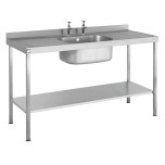 Stainless Steel Commercial Sink - Fully Welded With Single Bowl & Double Drainer 1200 x 600 x 900mm