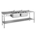 Stainless Steel Commercial Sink - Fully Welded With Double Bowl & Double Drainer 1800 x 600 x 900mm