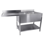 Undercounter Dishwasher Sink - Flat Packed With Double Bowl & Left Hand Drainer 1600 x 700 x 850mm