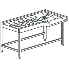 Left Hand Motorised Corner Exit Roller Table 120cm