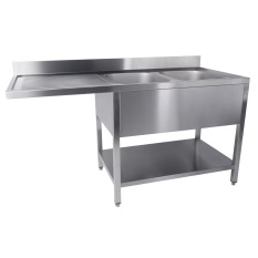 Undercounter Dishwasher Sink - Flat Packed With Double Bowl & Left Hand Drainer 1600 x 700 x 850mm